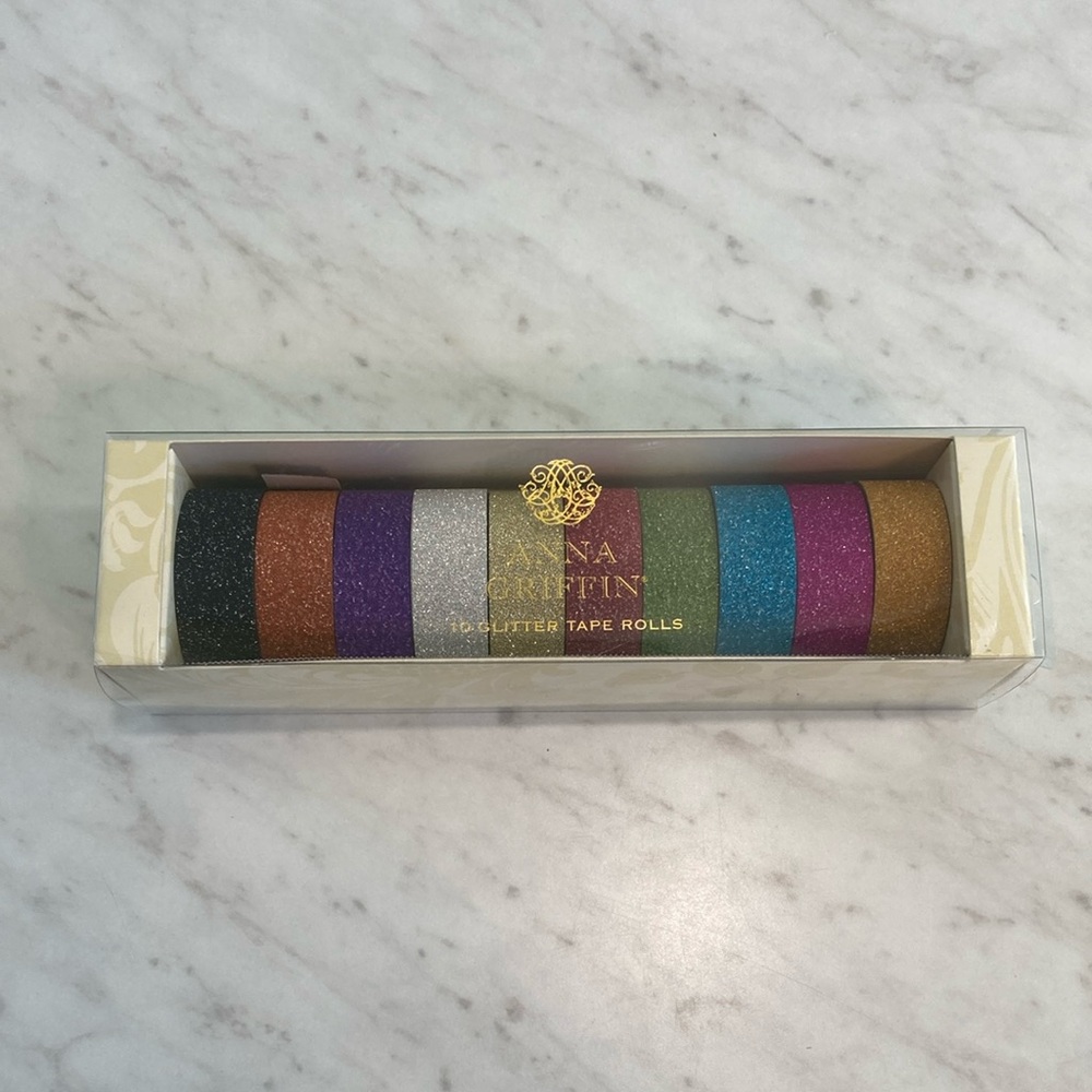 Anna Griffin Glitter Tape Rolls 10 Colors NIB